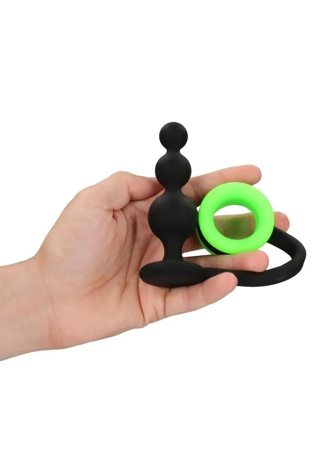 Ouch Ouch Beads Butt Plug with Cock Ring Silicone Male Sex Toys