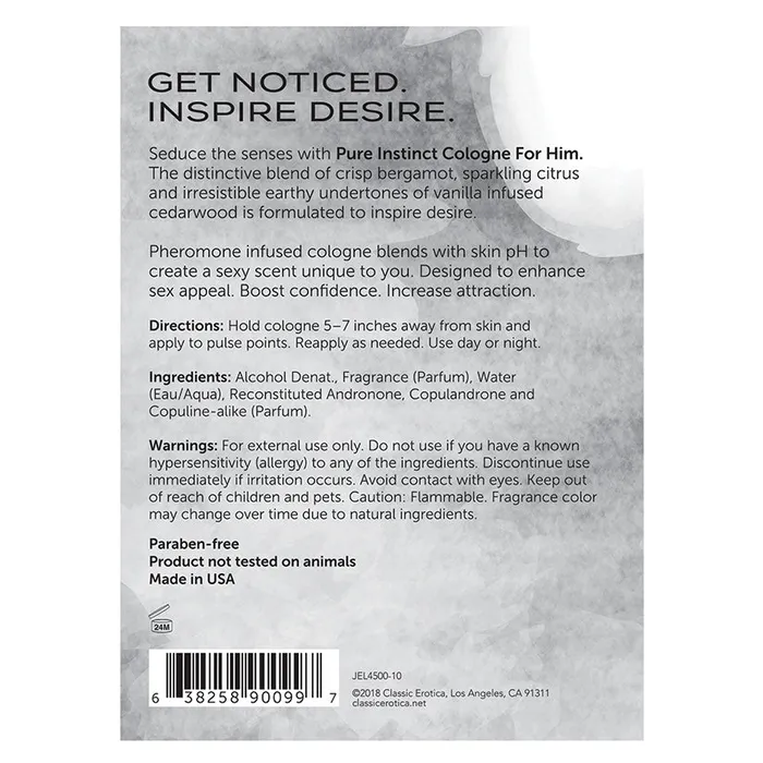 Anal JELIQUE Pure Instinct Pheromone Cologne For Him 1oz