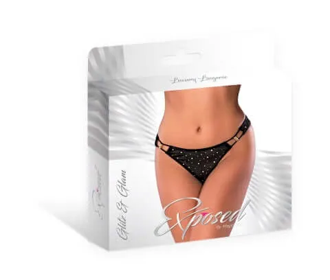 Magic Silk Lingerie Vibrators Sultry Black Glitz and Glam Tanga Womens Lingerie LXL Revealing and Seductive