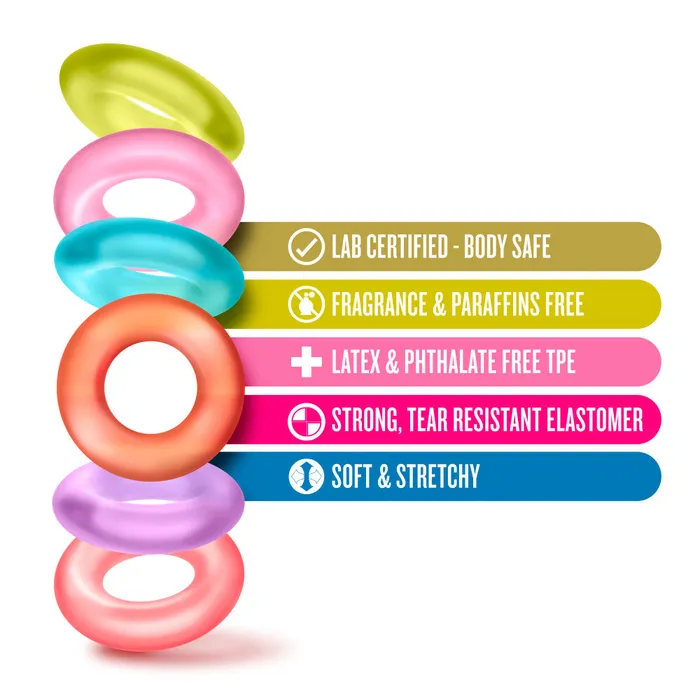 Male Sex Toys Play With Me By Blush King of the Ring Assorted Penis Rings 6Pack Blush