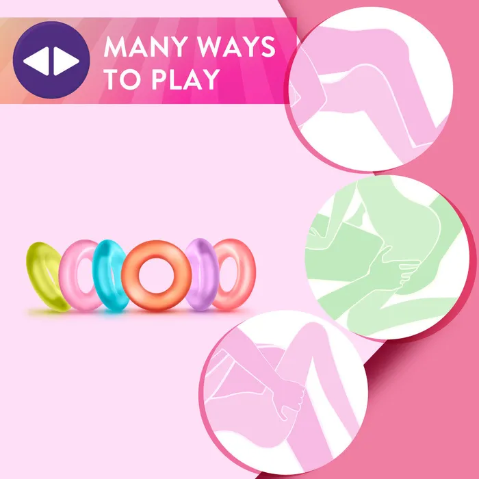 Male Sex Toys Play With Me By Blush King of the Ring Assorted Penis Rings 6Pack Blush
