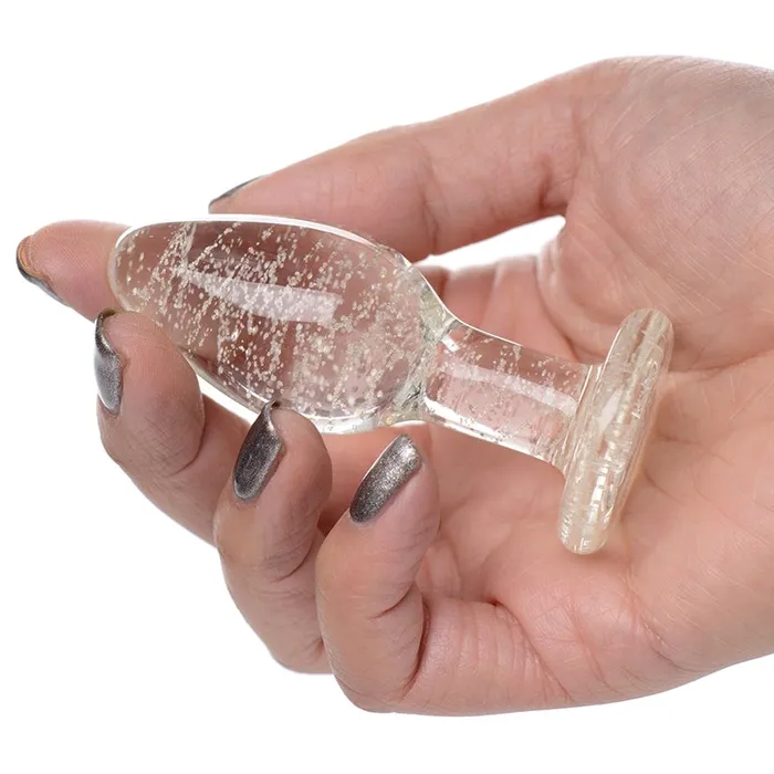 Male Sex Toys XR Brands Booty Sparks GlowInTheDark Glass Anal PlugSmall