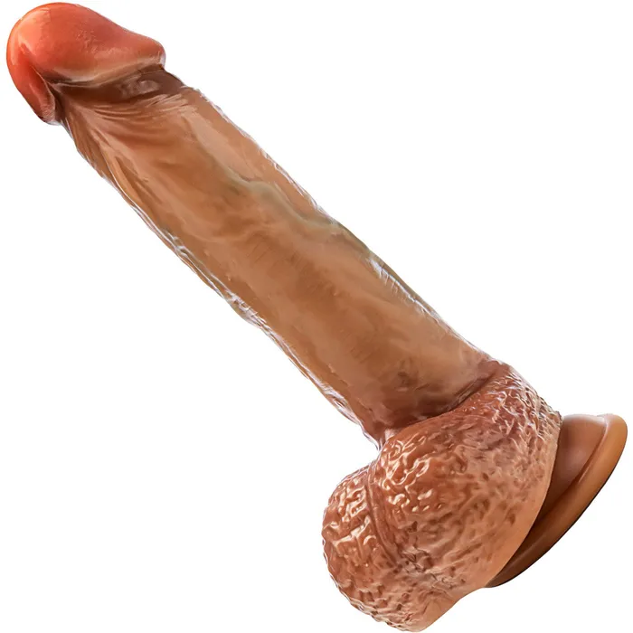 Dildos Blush Renaissance Raphael 95 Sliding Foreskin Dildo With Squeezable Balls Tan BLUSH