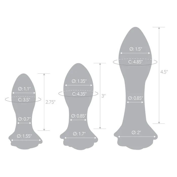 Gls Anal 3Piece Rose Butt Plug Set