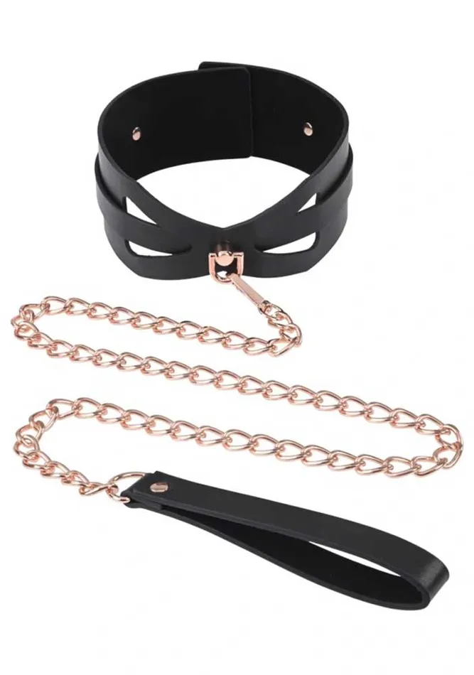 Sportsheets Brat Collar and Leash Black Rose Gold Vibrators Sportsheets Brat Collar and Leash Black Rose Gold Vibrators