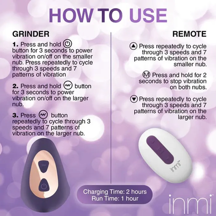 XR Brands inmi Vibrators Vibrating Silicone Grinder Purple XR Brands inmi Vibrators Vibrating Silicone Grinder Purple