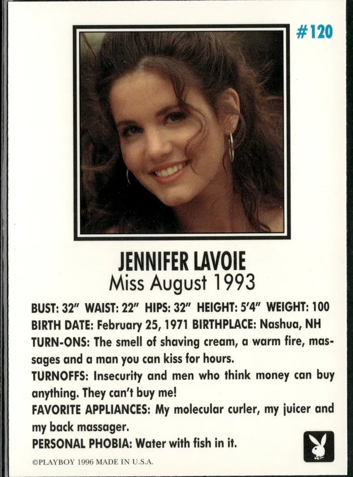 Couples Dans Cards Playboy Centerfolds August Edition Jennifer Lavoie Card 120 Couples Dans Cards Playboy Centerfolds August Edition Jennifer Lavoie Card 120